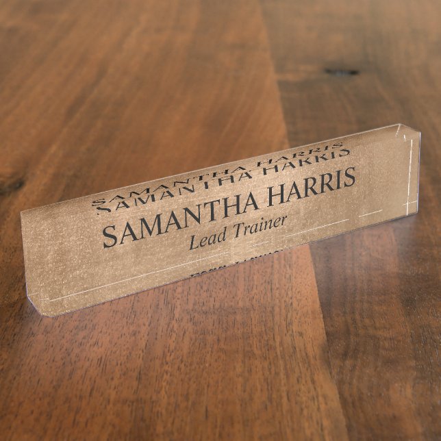 Faux Copper Gold Foil Desk Name Plate (Side)