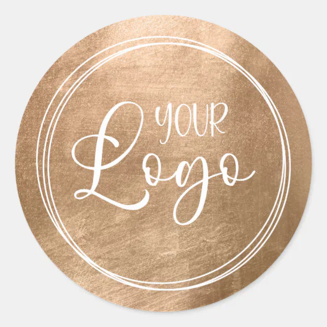 Faux Copper Gold Foil Logo Classic Round Sticker | Zazzle
