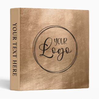 Faux Copper Gold Foil Your Logo 3 Ring Binder