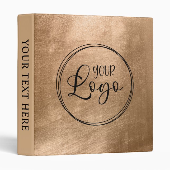 Faux Copper Gold Foil Your Logo 3 Ring Binder (Front/Spine)
