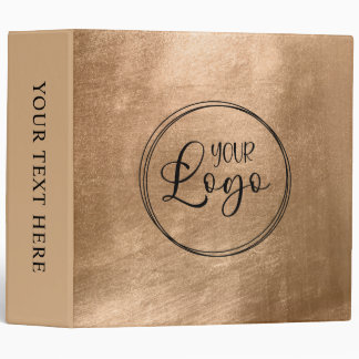 Faux Copper Gold Foil Your Logo 3 Ring Binder