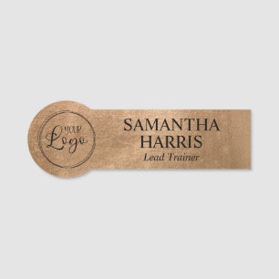 Faux Copper Gold Foil Your Logo Black Text Name Tag