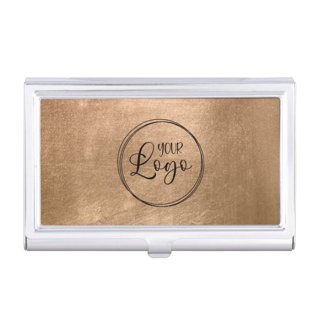 Faux Copper Gold Foil Your Logo Business Card Case (Front)
