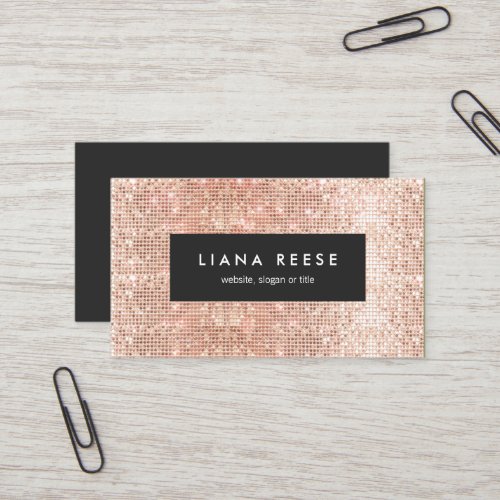 FAUX Copper Gold Sequins Beauty Salon Business Card