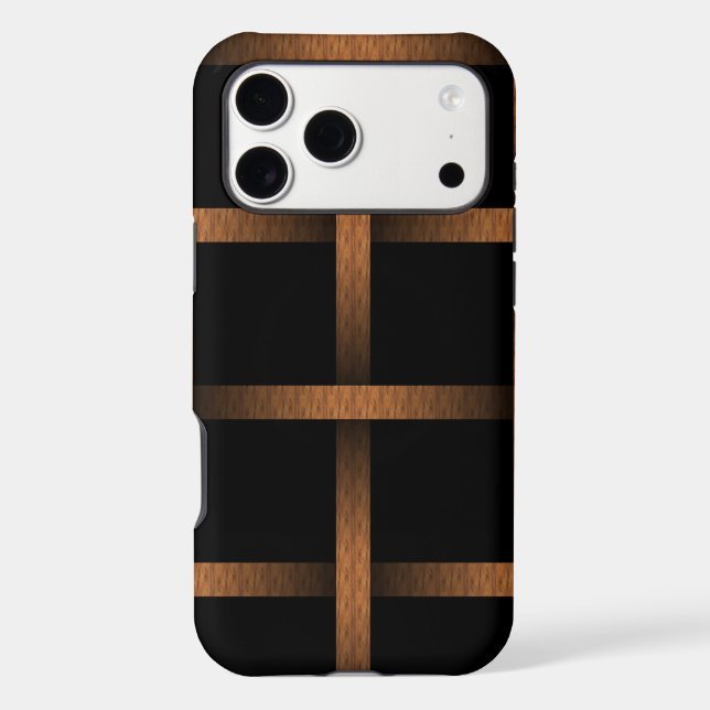 Faux Copper Grid on Black Case-Mate iPhone Case (Back)