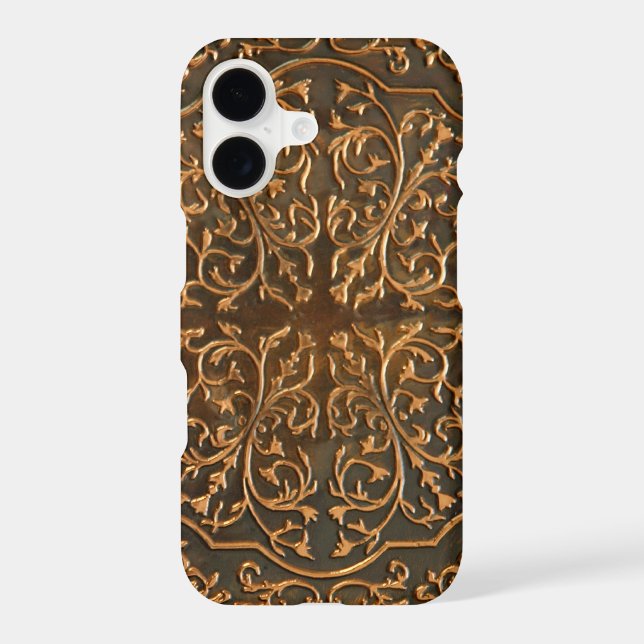 Faux Copper Metalwork Scroll Design Iphone Case (Back)