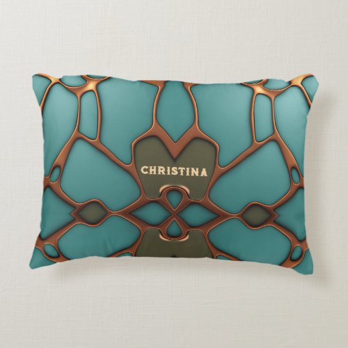 Faux copper patina teal pattern DBL sided artsy  Accent Pillow