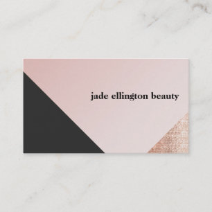 Faux Copper Sequin Black and Pink Diagonal Beauty Business Card