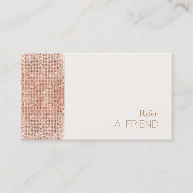 FAUX Copper Sequin Salon Referral Customer Loyalty Card (Front)
