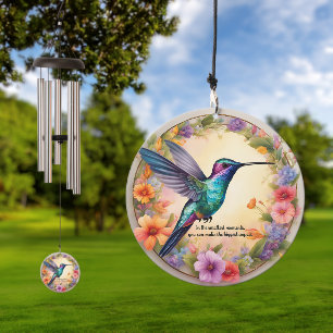 Faux Copper Turquoise Customizable Humming Bird Wind Chime