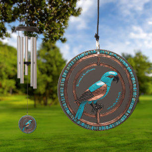 Faux Copper Turquoise Customizable Parrot Wind Chime