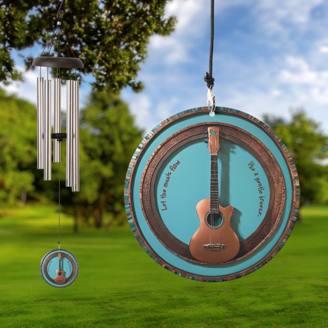 Faux Copper & Turquoise Guitar Customizable  Wind Chime (Outdoor)