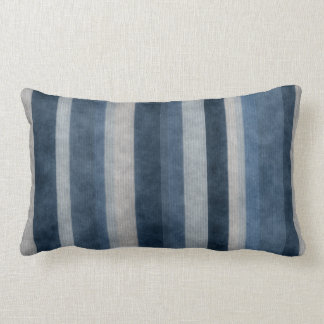 Faux Corduroy Textured Blue Stripes Pattern Lumbar Pillow