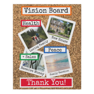 Faux Cork Custom Photo Collage Vision Board Canvas Print