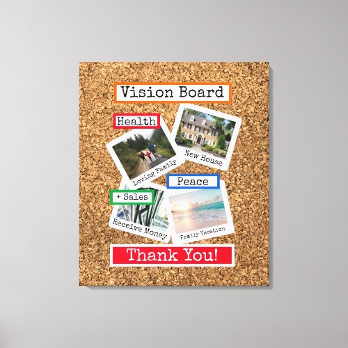 Faux Cork Custom Photo Collage Vision Board Canvas Print