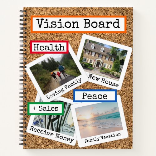 Faux Cork Custom Photo Collage Vision Board Notebook