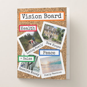 Faux Cork Custom Photo Collage Vision Board Pocket Folder