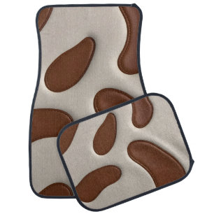 Faux Cow Leather Modern Luxury Elegant Collection Car Floor Mat