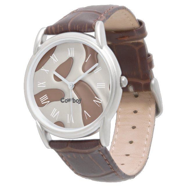 Faux Cow Leather Modern Luxury Elegant Collection Watch (Angled)