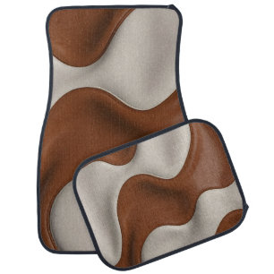 Faux Cow Leather Popular Luxury Elegant Collection Car Floor Mat