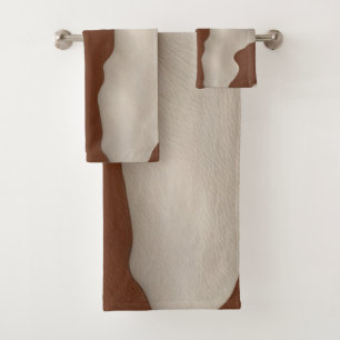 Faux Cow Leather Trendy Luxury Elegant Collection Bath Towel Set
