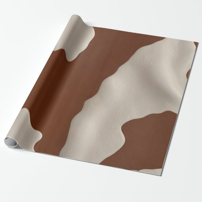 Faux Cow Leather Trendy Luxury Elegant Collection Wrapping Paper (Unrolled)