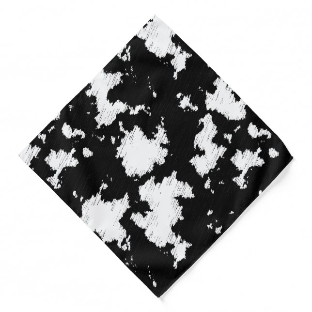 Faux Cow Print Black and White Bandana (Front)