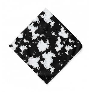 Faux Cow Print Black and White Bandana