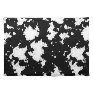 Faux Cow Print Black and White Cloth Placemat