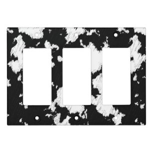Faux Cow Print Black and White Light Switch Cover