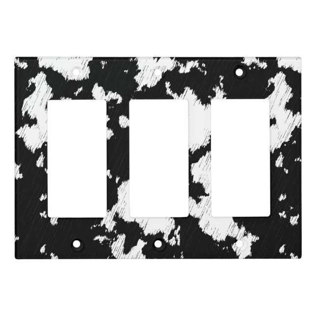 Faux Cow Print Black and White Light Switch Cover (Front)