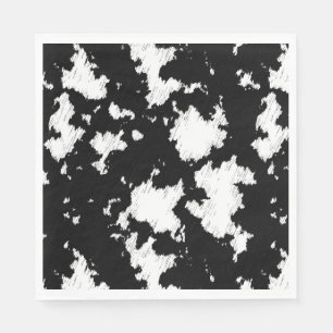 Faux Cow Print Black and White Napkins