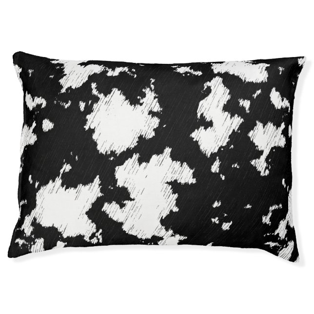 Faux Cow Print Black and White Pet Bed (Front)