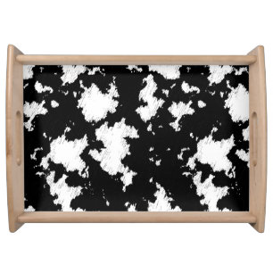 Faux Cow Print Black and White Serving Tray