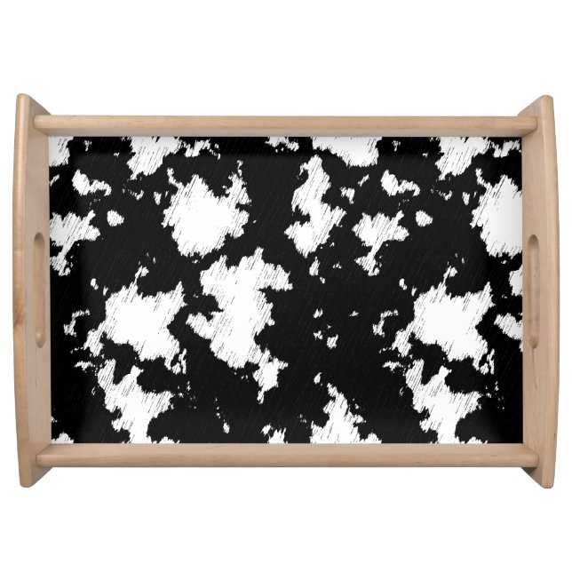 Faux Cow Print Black and White Serving Tray (Front)