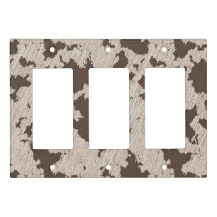 Faux Cow Print Brown and Cream Light Switch Cover