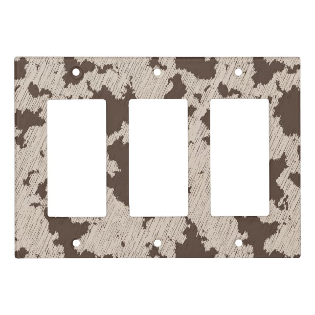 Faux Cow Print Brown and Cream Light Switch Cover (Front)