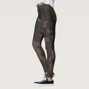 Faux Cow Print, Dark Brown and Brown Leggings