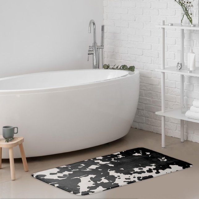 Faux Cowhide Black Spots Country Western Bathroom Mat (Creator Uploaded)