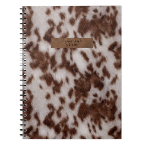 Faux Cowhide Fur  Leather Animal Print Notebook
