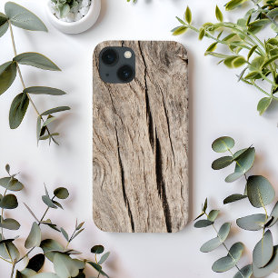 Faux Cracked Tree Bark Carved Wood iPhone 13 Case