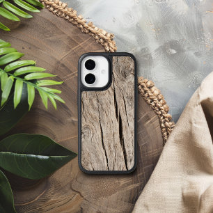 Faux Cracked Tree Bark Carved Wood iPhone 17 Case