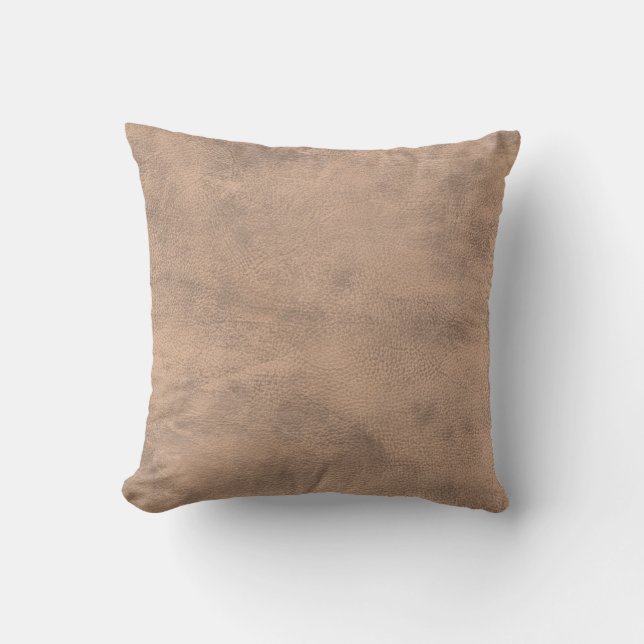 Faux Cream Cowhide Leather Throw Pillow (Front)