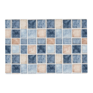 Faux Cream Denim Blue Jean Birthday Placemat