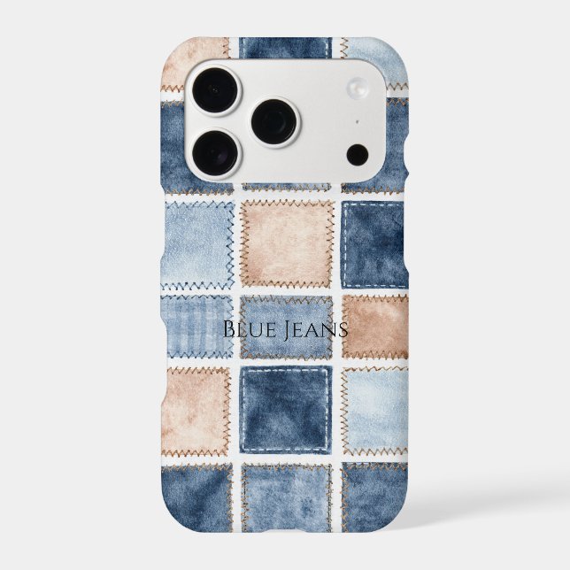 Faux Cream Denim Blue Jean iPhone Case (Back)
