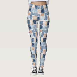 Faux Cream Denim Blue Jean Leggings