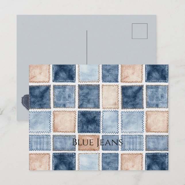 Faux Cream Denim Blue Jean Postcard (Front/Back)