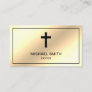 Faux Cream Gold Foil Jesus Christ Cross Pastor Business Card