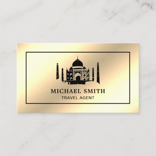Faux Cream Gold Foil Taj Mahal Travel Agent Business Card
