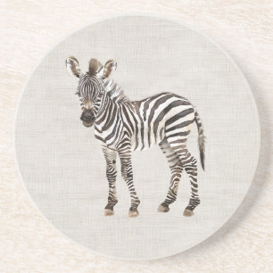 Faux Cream Linen Zebra Safari Animal Coaster